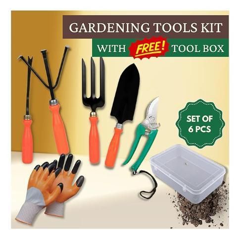 6-in-1 Garden Tools Set with Free Storage Box