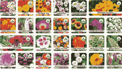 Varieties of Flower Seeds (Pack of 100) + FREE Plant Growth Supplement